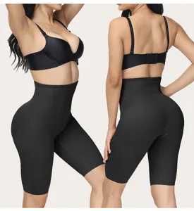High waist tummy control shapewear shorts black butt lifter body shaper underwear detail view