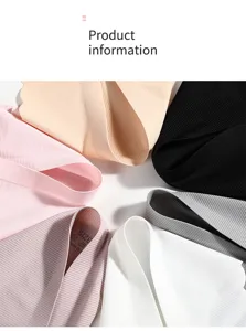 Detail shot showing multiple colors of ribbed seamless low-waist women panties arranged neatly.