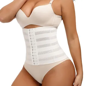 Women Breathable Mesh Waist Trainer Sweat Belt Postpartum Shapewear Hook and Eye Corset Body Shaper Fitness Belt