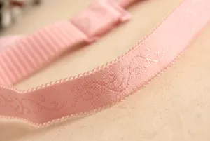 Rosa elastischer BH-Träger, 1.8cm breit, mit filigranen gewebten Blumen-Details für Alltag.