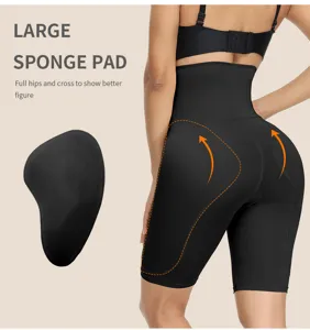 Pantaloncino modellante vita alta imbottito per fianchi pancia piatta nero corsetto da donna