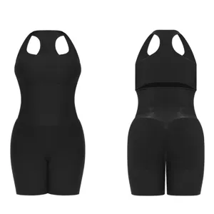 Black plus size full body shapewear bodysuit tummy control waist trainer butt lifter main view
