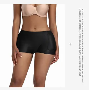 Mujer negro acolchado levantador glúteos shapewear faja pantalones cortos cintura media