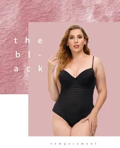 Body lingerie transparente sexy grande taille, sous-vetement seduisant noir dos nu pour femmes.