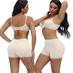 Women Padded Butt Lifter Shapewear High Waist Control Panties Lace Bra Set Main View