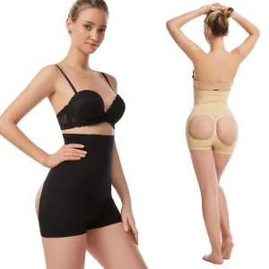 High waist tummy control shapewear for women, sexy open butt lifting body shaper panties.