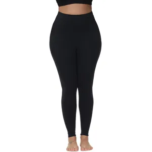 Women black high waist leggings solid color stretchy slim fit tummy control long pants