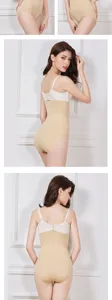Hochgeschlossene Bauchweg-Miederhose für Damen, nahtloser postpartaler Body Shaper Detailansicht.