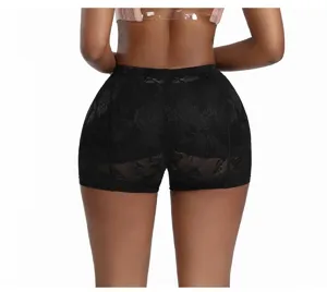 Women black lace butt lifter shapewear high waist hip enhancer control panties for daily.
