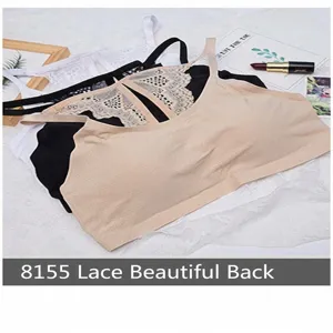 Bequemer nahtloser Sport-BH mit Spitzenrücken, gepolstertes Yoga-Top für Damen, elastische Wäsche.