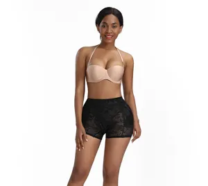 Detail view of the breathable lace hip-lifting shaping shorts, highlighting seamless curves.