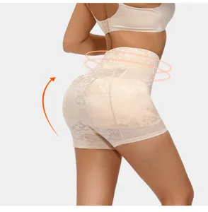 High waist lace butt lifter shapewear control panties for women nude color firming