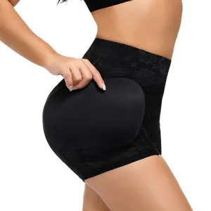 High waist lace padded butt lifter shapewear breathable black women tummy control briefs