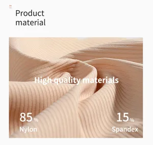 Ribbed breathable fabric detail of women sexy thong underwear, nylon spandex material.