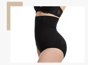 Schwarze Damen High Waist Bauchweg Miederhose Po-Lifting nahtlose Schlankheitswaesche