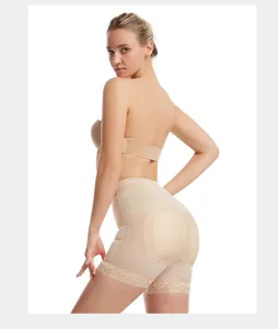 High waist padded shapewear detail showing butt lifter design and breathable lace trim fabric.