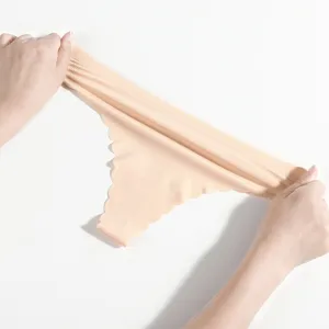 Women's seamless stretch thong, low-rise nude breathable underwear for daily wear main view.
