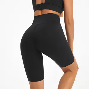 Damen hohe Taille Fitness Yoga Shorts schwarz Sportswear Workout Laufbekleidung neu