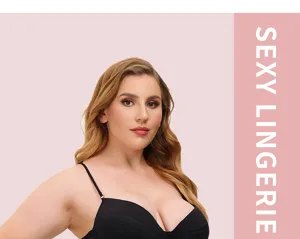 Soutien-gorge grande taille sexy, ensemble de lingerie transparente dos nu et séduisant.