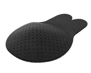 Detailed view of black breathable rabbit ear breast lift tape, seamless invisible push up sticker.