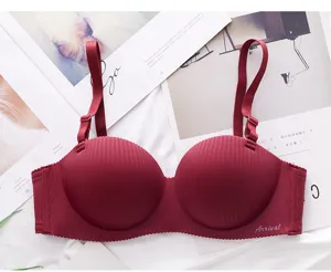 Women seamless wireless bra solid color striped push up daily underwear double strap