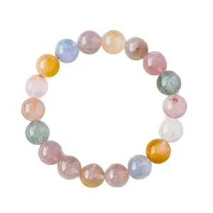 Natural colorful crystal rutilated quartz gemstone bead bracelet fashion jewelry accessory