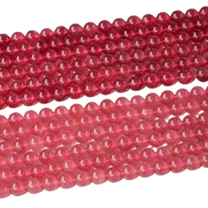 Natürliche Erdbeerquarz Runde Lose Perlen Halbzeug Rot Eis Klar Edelstein Zwischenperlen Für DIY Armband Halskette Schmuckherstellung