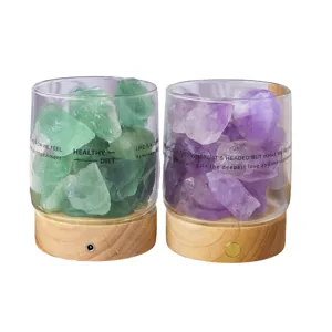 Luce notturna in pietra grezza di cristallo naturale USB LED diffusore aroma casa arredo