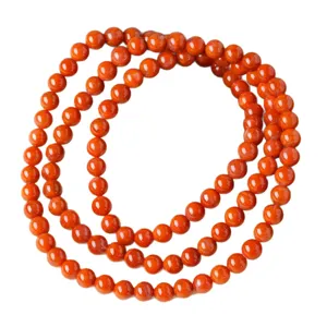 Pulsera y Collar de Ágata Roja del Sur Natural de Múltiples Vueltas 108 Cuentas Redondas Joyas de Ágata Mala Rojo Caqui Hechas a Mano