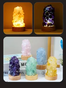 Natuurlijk kristal gebroken steen nachtlampje, USB-aangedreven sfeerbedlamp voor huisdecoratie.