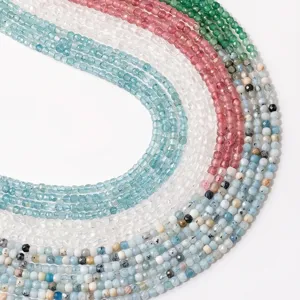 Natural Crystal Faceted Sugar Cube Beads Diamond Cut Loose Stone Strands For DIY Jewelry Making Bracelet Necklace Accessories