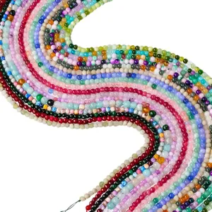 Perles rondes en pierre précieuse d'agate de cristal naturel pour colliers de bijoux DIY.