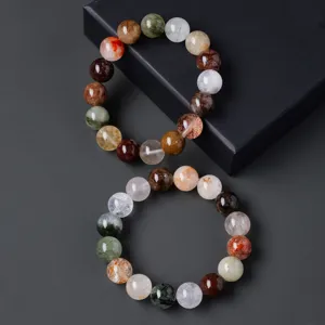 Natuurlijk Veelkleurig Haarkwarts Armband Braziliaanse Rutilkwarts Kralen Regenboog Kristal Titanium Kwarts Sieraden Cadeau
