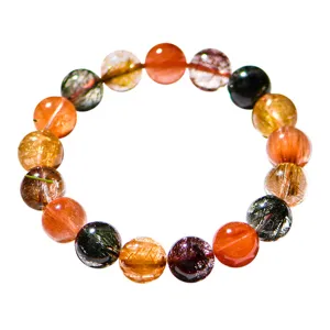 Natuurlijke kleurrijke rutielkwarts kralen armband, prachtige edelsteen kristal sieraden.