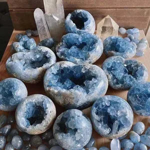 Natürliche Blaue Coelestin Kristall Cluster Geode Rohstein Mineral Probe Für Wohnkultur Büro Tisch Ornament Edelstein Geschenk