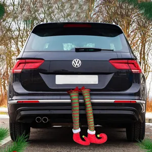 Funny Christmas Elf Legs Decoration Red Green Striped Hanging Ornament For Christmas Car Trunk Tree Home Holiday Party Decor