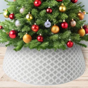 Jupe de Sapin de Noël Moderne à Motif Géométrique de Losanges Couverture de Base de Sapin de Noël pour Décoration de Fête