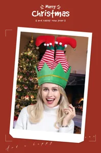 Kerst elf broek hoed grappig gestreept feest rood groen kostuum noviteit hoed volwassen maat