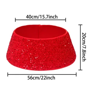 Jupe de collier d'arbre de Noel en sequins rouges decoration de maison de fete 56cm