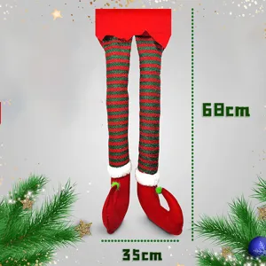 Christmas elf legs decoration for holiday car and home tree hanging party festival decor.