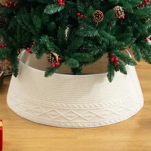 Jupe de Sapin de Noel en Tricot Blanc et Col de Sapin pour Decoration de Fete