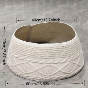 Knitted Christmas tree skirt collar white holiday home decor detail shot 40 60 cm size