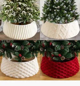 Plush Christmas tree skirt collar set decorative holiday home hotel tree base cover