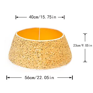 Collier de sapin de Noël à paillettes dorées avec diagramme des dimensions détaillées.