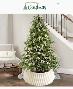 Plush Christmas tree skirt white pleated tree collar holiday home decor winter party decoration
