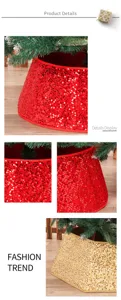 Jupe de sapin de Noel en sequins base de decoration de fete rouge et or festive