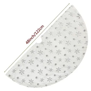 Jupe de sapin de Noel en peluche blanche avec flocons de neige argentes, 48 pouces.