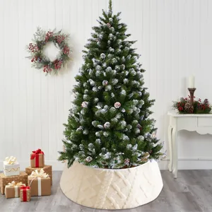 Christmas tree skirt plush knitted base cover holiday home decor festive party decoration