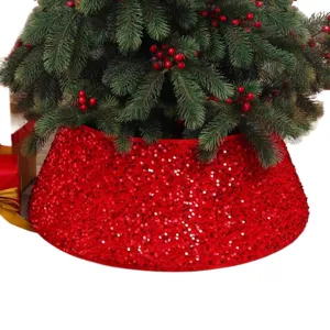 Gonna per albero di Natale con paillettes rosse decorazione base albero festa.