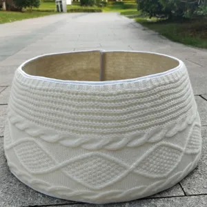Crème witte gebreide kerstboomrok vakantie huisdecor ronde boomvoetkleed mat